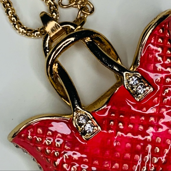 👠🆕 Betsey Johnson Style - Red Enamel Crystal Handbag with Charms - Picture 5 of 8
